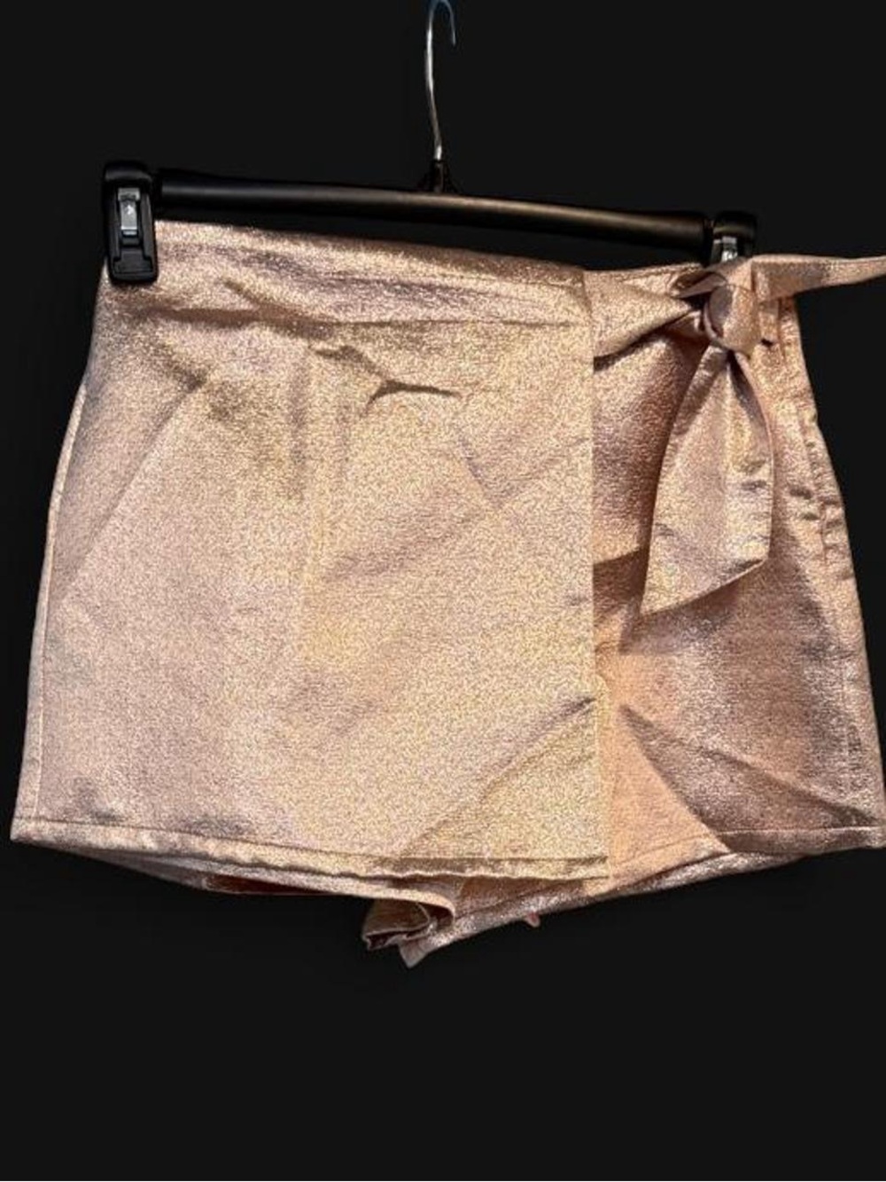 fab'rik Rose Gold Metallic Wrap-Front Skort with Side Bow